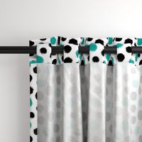 Grunge Polka Dot in Turquoise and Black