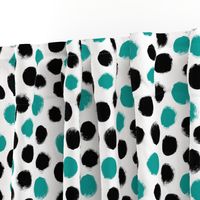 Grunge Polka Dot in Turquoise and Black