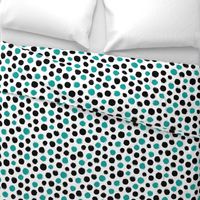 Grunge Polka Dot in Turquoise and Black