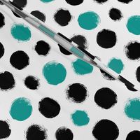 Grunge Polka Dot in Turquoise and Black