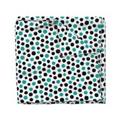 Grunge Polka Dot in Turquoise and Black