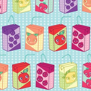 happy fruit juice boxes in blue