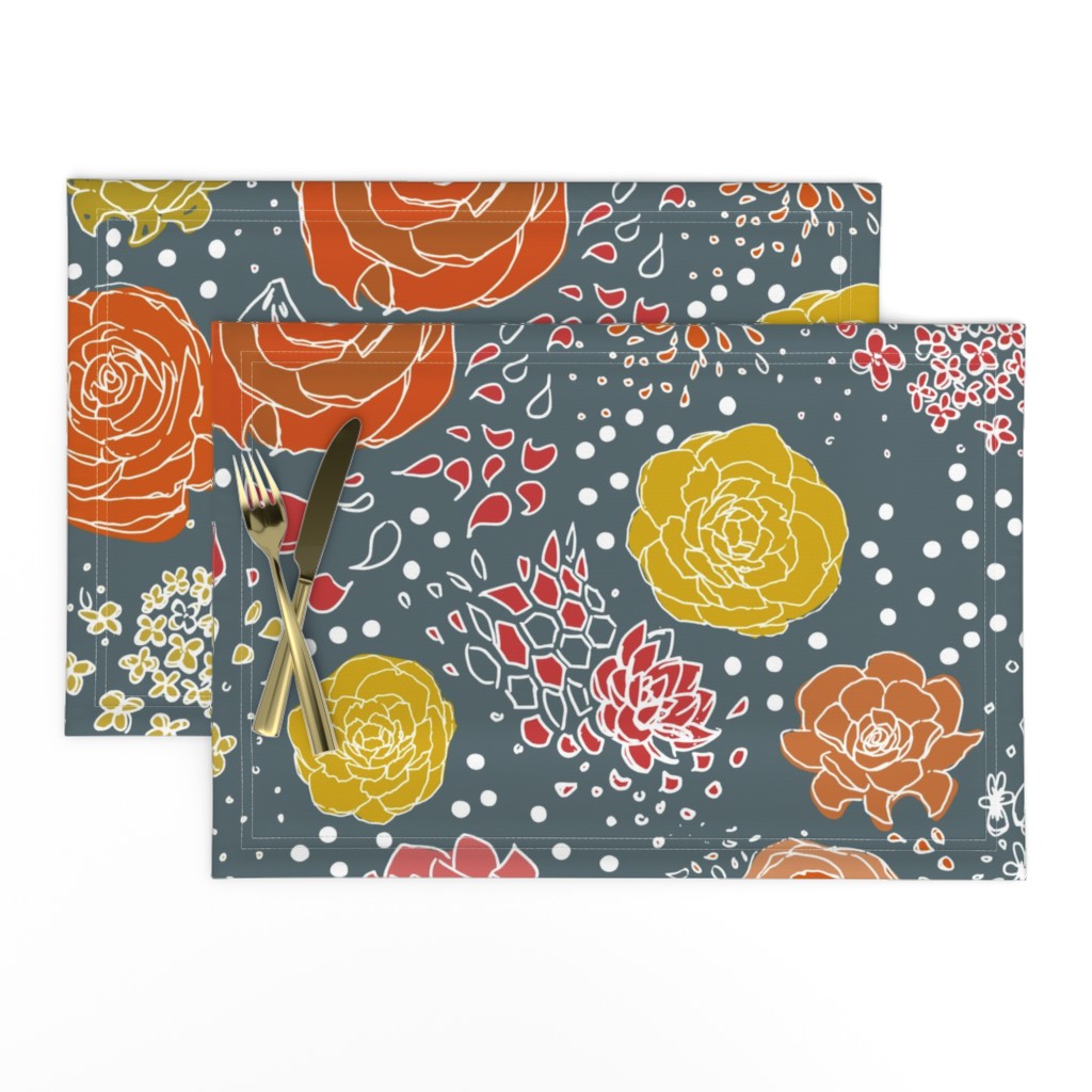 Red Navy Retro Flower WP