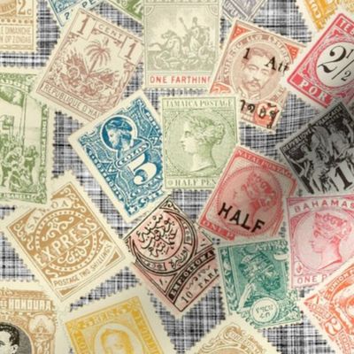 Late 19th Century Stamps ~ Black and White Linen Luxe 