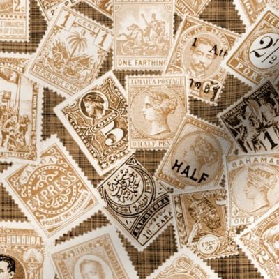 Late 19th Century Stamps ~ Sepia Linen Luxe 