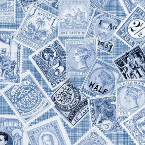 Late 19th Century Stamps ~ Blue and White Linen Luxe 