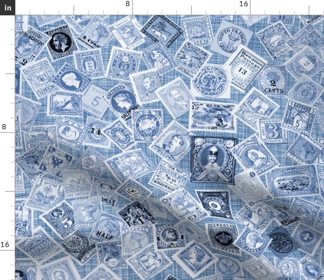 Late 19th Century Stamps ~ Blue and White Linen Luxe 