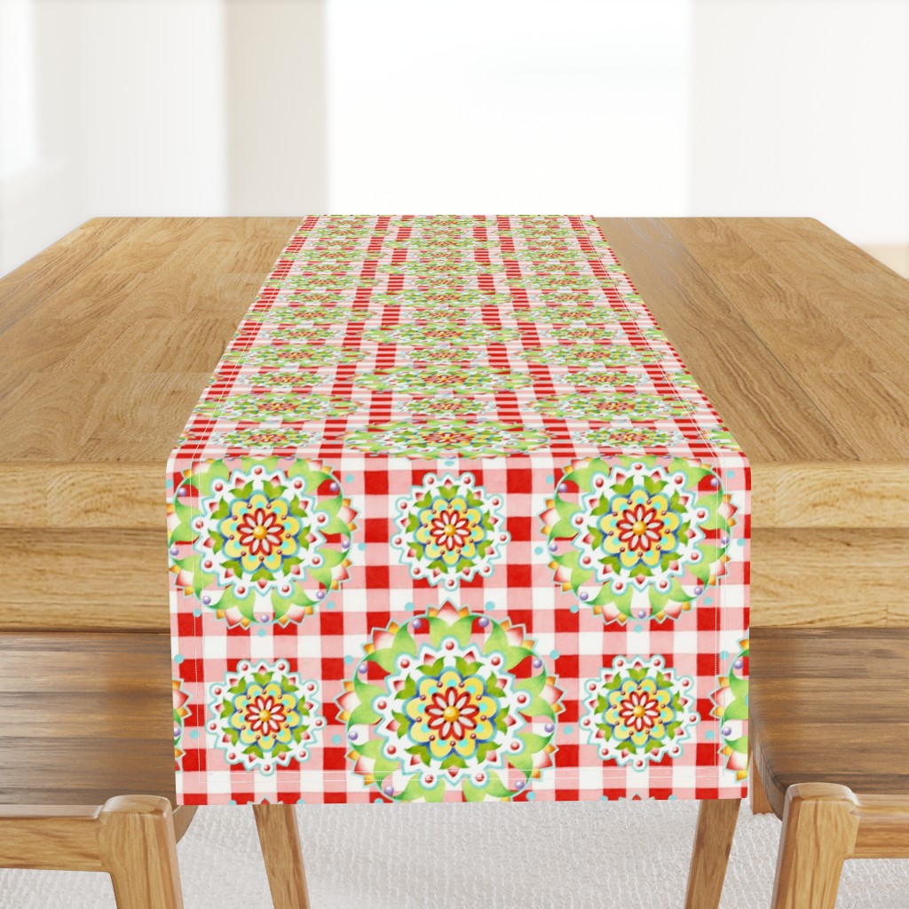 Red Gingham Firework Mandala