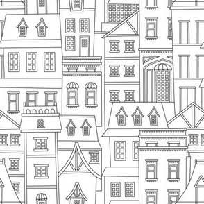 Quirky Houses and Buildings - Black and White