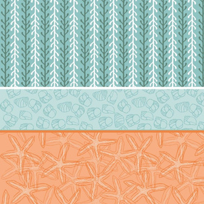 Kelp Ribbon & Periwinkle & Starfish in Blues, Greens & Orange Tones