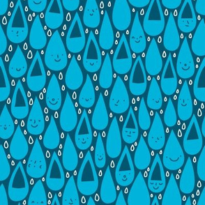 Smiling raindrops, cute kids cartoon pattern