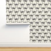 Floral Antlers - Ivory & Gray