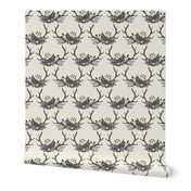 Floral Antlers - Ivory & Gray