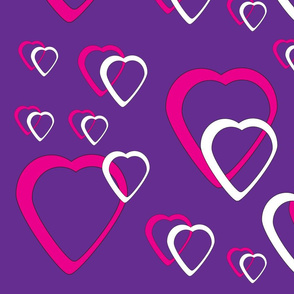 Pink and White Hearts Purple Background
