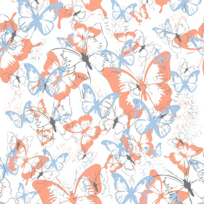 Butterflies Apricot Blue