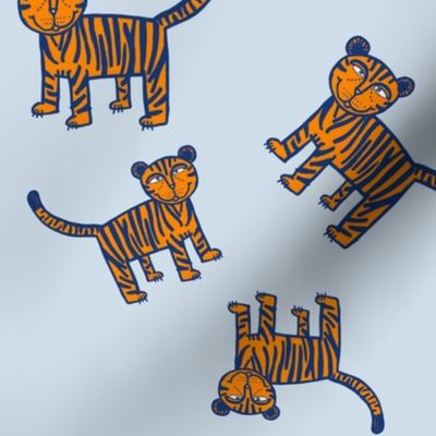 Tigers on Blue