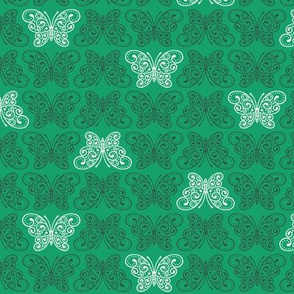 Moss Garden - Small Ordered Butterflies (Green Background)