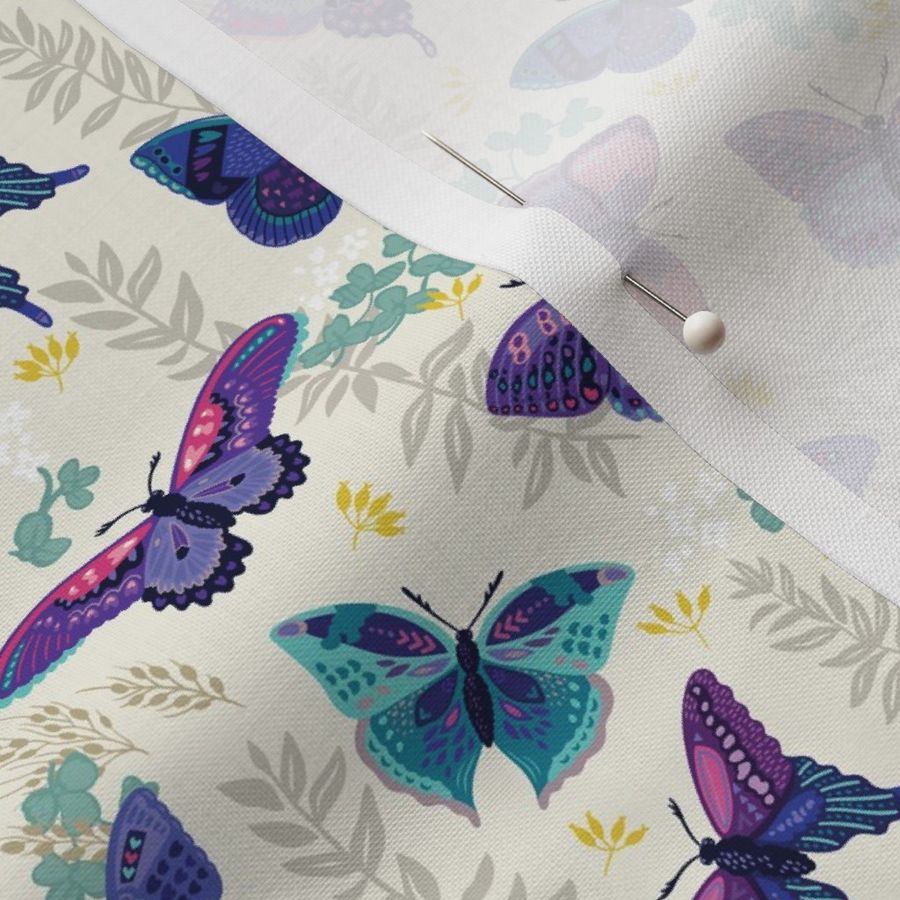 Indigo butterfly Fabric | Spoonflower
