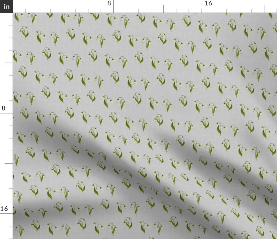 Lily in Green on Silver Linen, Smaller