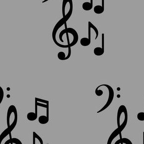 Black music notes with grey background