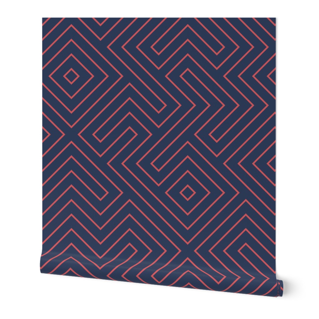 Tribal Maze Coral on Navy