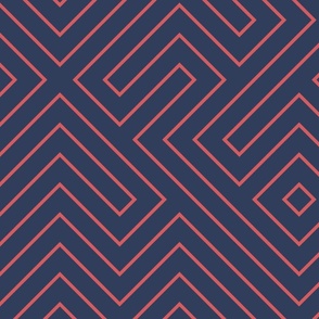 Tribal Maze Coral on Navy