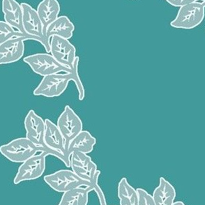 Diagonal-Leaves-White-Outline-6in-Seafoam-TEAL