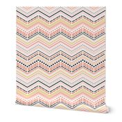 Dash and Dot - Chevron Stripe Pink & Grey