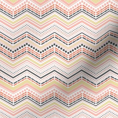 Dash and Dot - Chevron Stripe Pink & Grey