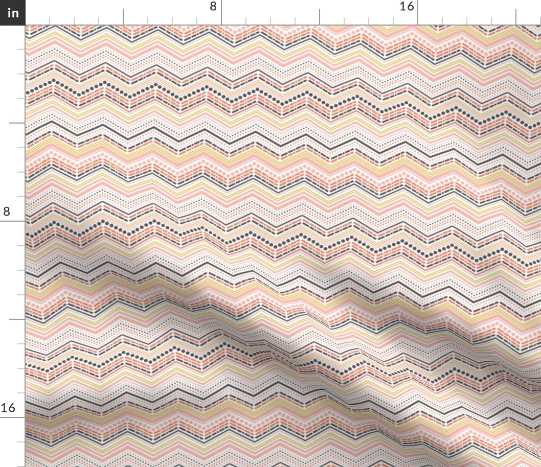 Dash and Dot - Chevron Stripe Pink & Grey