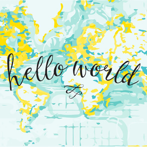 hello world baby blanket or swaddle // yellow