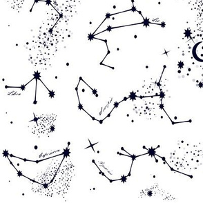 Zodiac Constellations in Moonbeam White