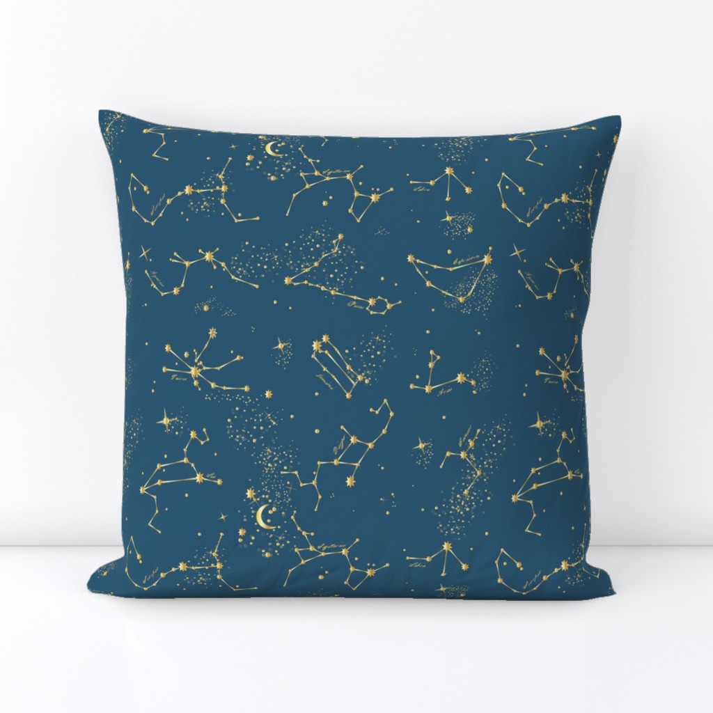 Zodiac Constellations in Neptune Blue