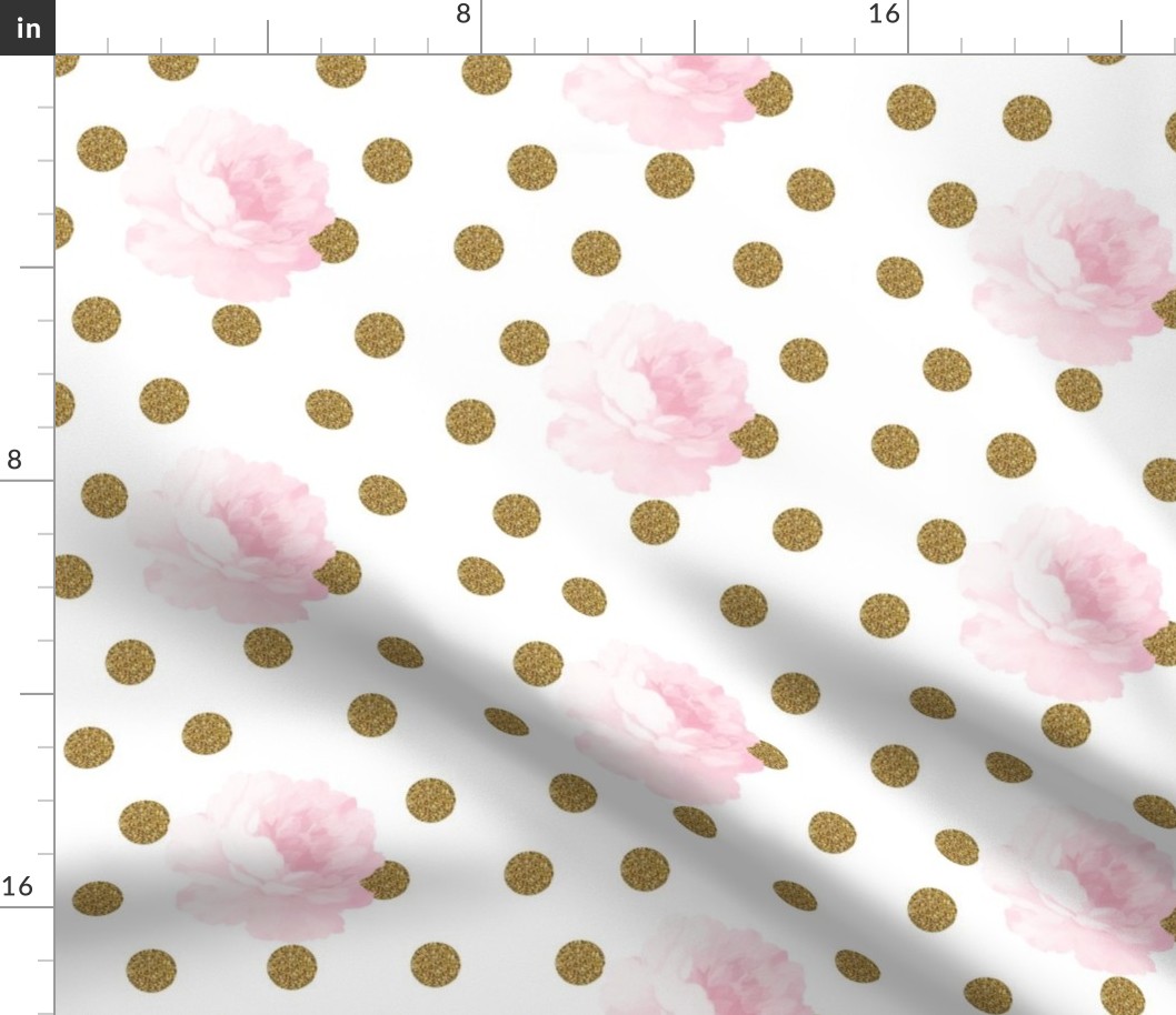 Light Pink Vintage Flower & Gold Dots