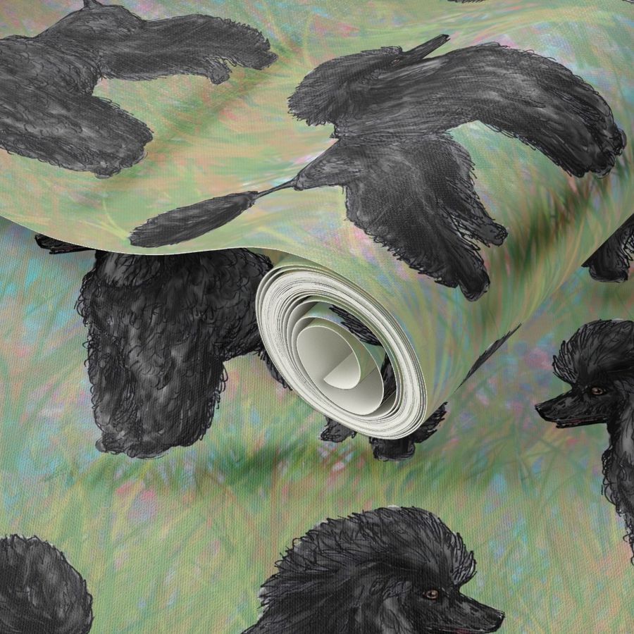 Black Poodle on Pastels