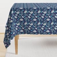 Winter Woodlands - Pinecones Navy Blue