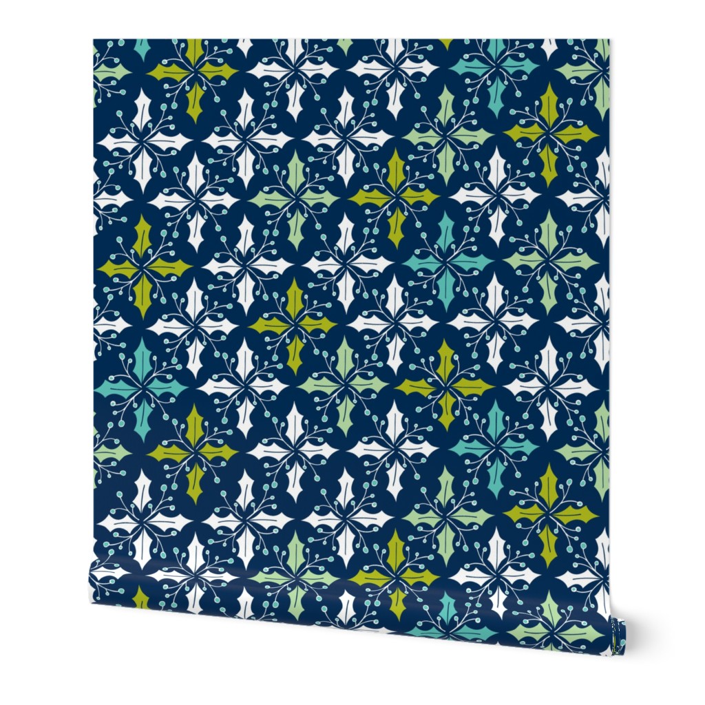 Holly Go Lightly - Christmas Geometric Navy Blue