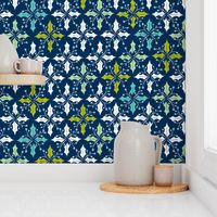 Holly Go Lightly - Christmas Geometric Navy Blue