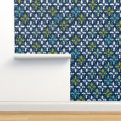 Holly Go Lightly - Christmas Geometric Navy Blue