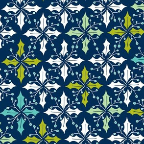 Holly Go Lightly - Christmas Geometric Navy Blue