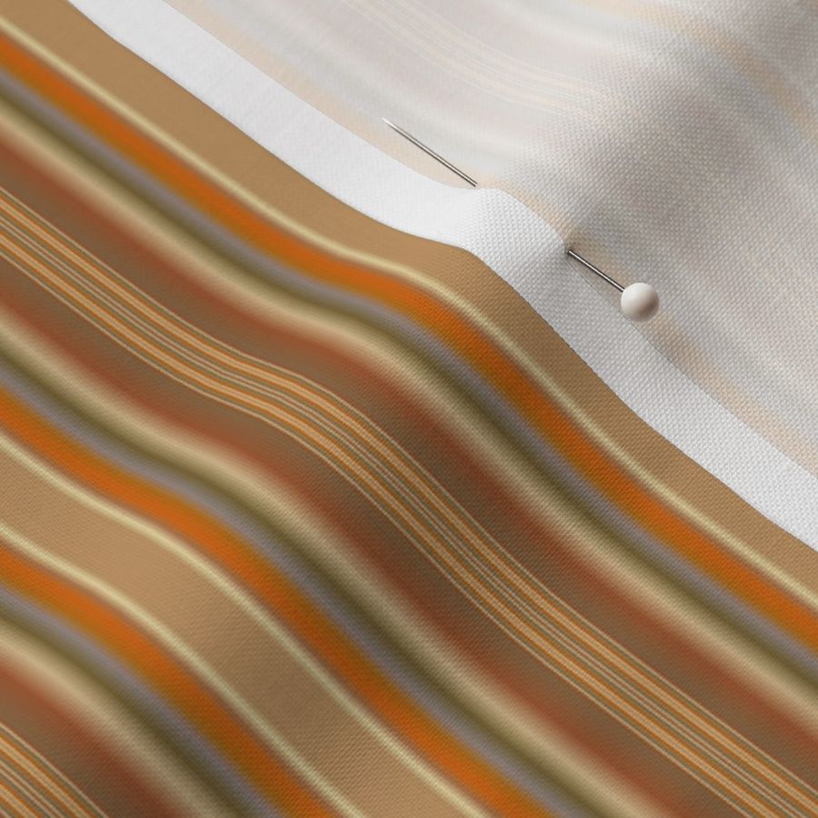 Warm Tan Brown Orange Green Stripe