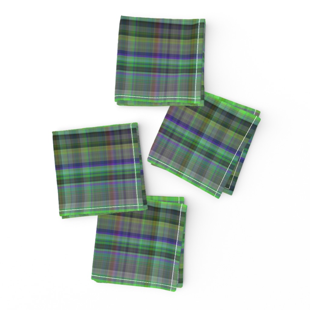 Green with Blue Madras Style Plaid