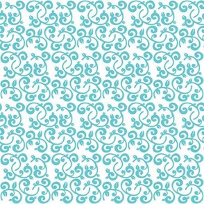 Aqua Blue Floral Vines