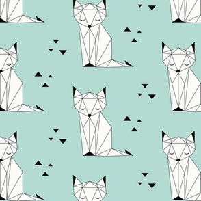 Sleepy Fox - Mint Background