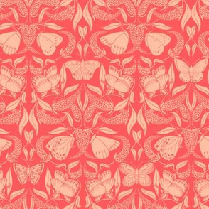 coral butterfly damask