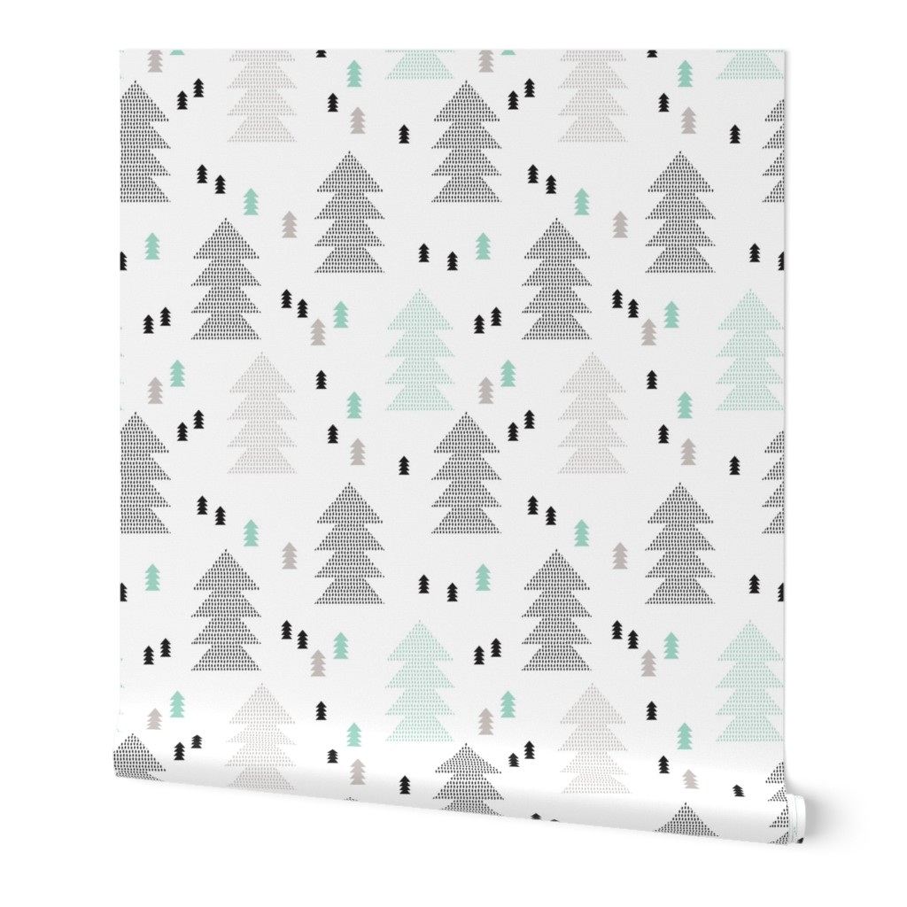 Geometric scandinavian style nordic christmas tree forest theme