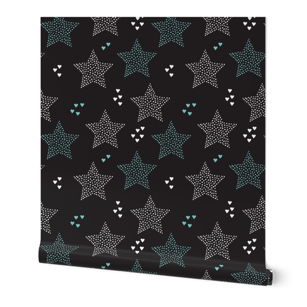 Twinkle twinkle little star cute baby nursery or christmas theme print in black white and blue night