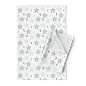 Twinkle twinkle little star cute baby nursery or christmas theme print in black white and blue night