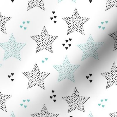 Twinkle twinkle little star cute baby nursery or christmas theme print in black white and blue night