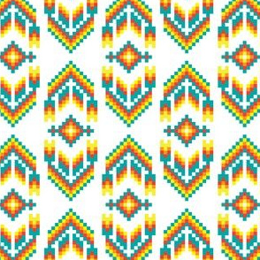 Native American Digital Bead Pattern Turqoise Orange and Solar Yellow